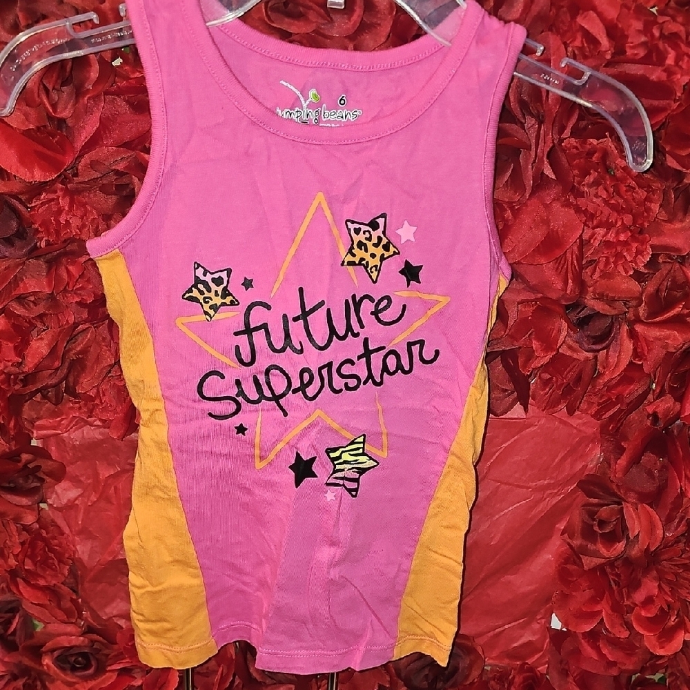 Jumping Beans Girls Pink and Orange Future Superstar Tank Top Size 6